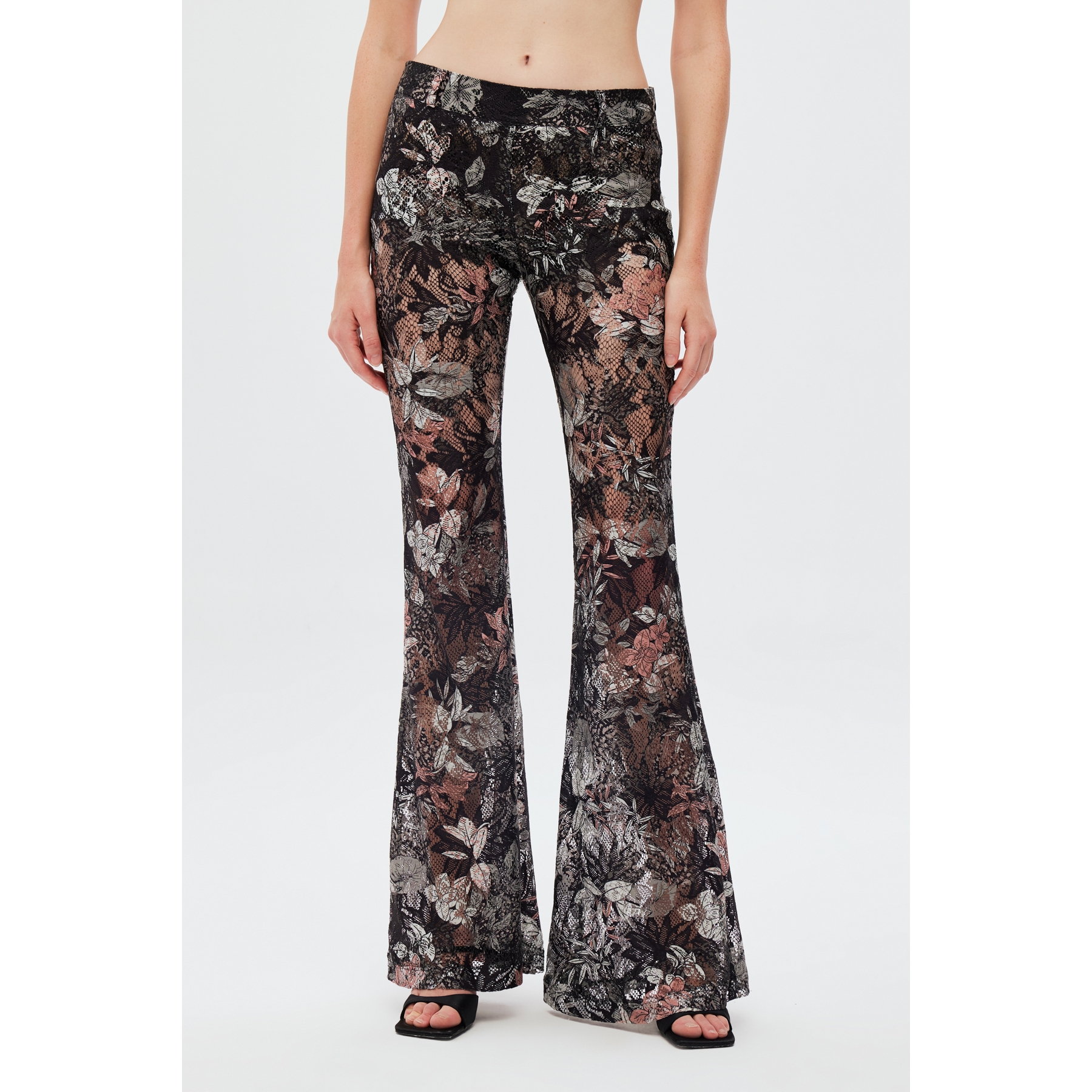 Floral Patterned Mesh Trousers