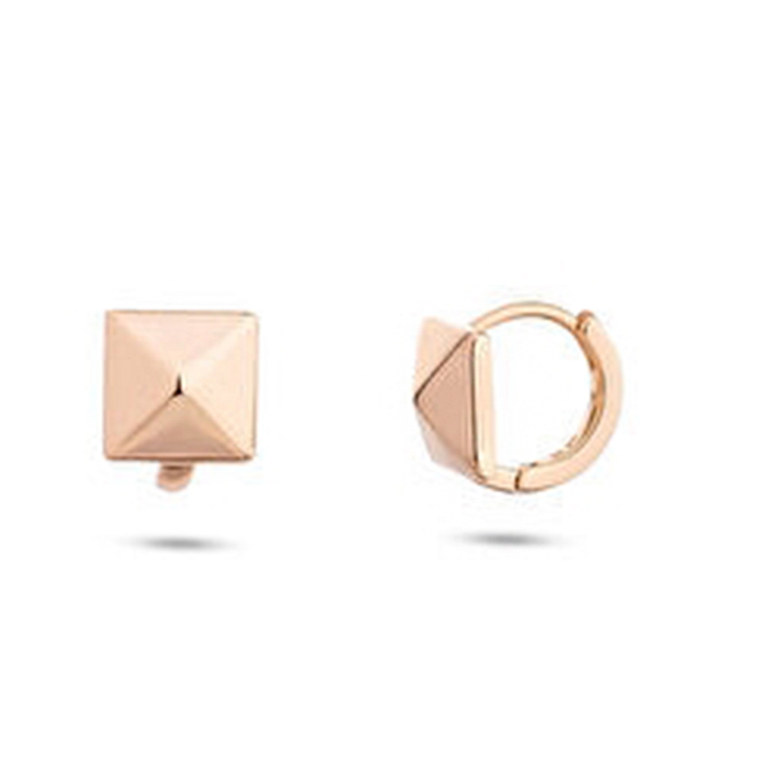 Mini Rosegold Angular Zircon & Gold Plated Brass Women's Earrings