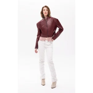 Mythe Magpie Embossed Leather Bomber Jacket