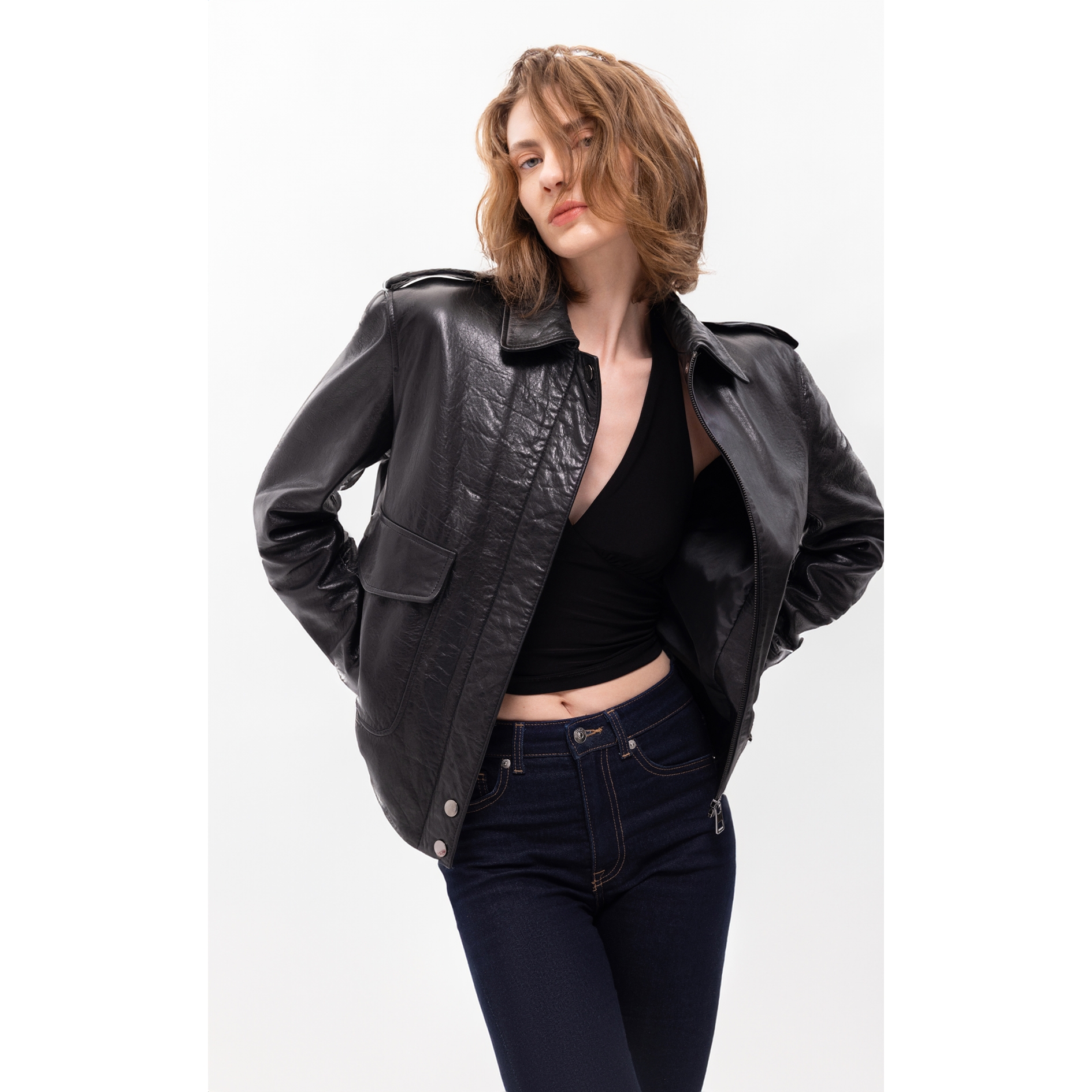 Aerope Aviator Leather Jacket