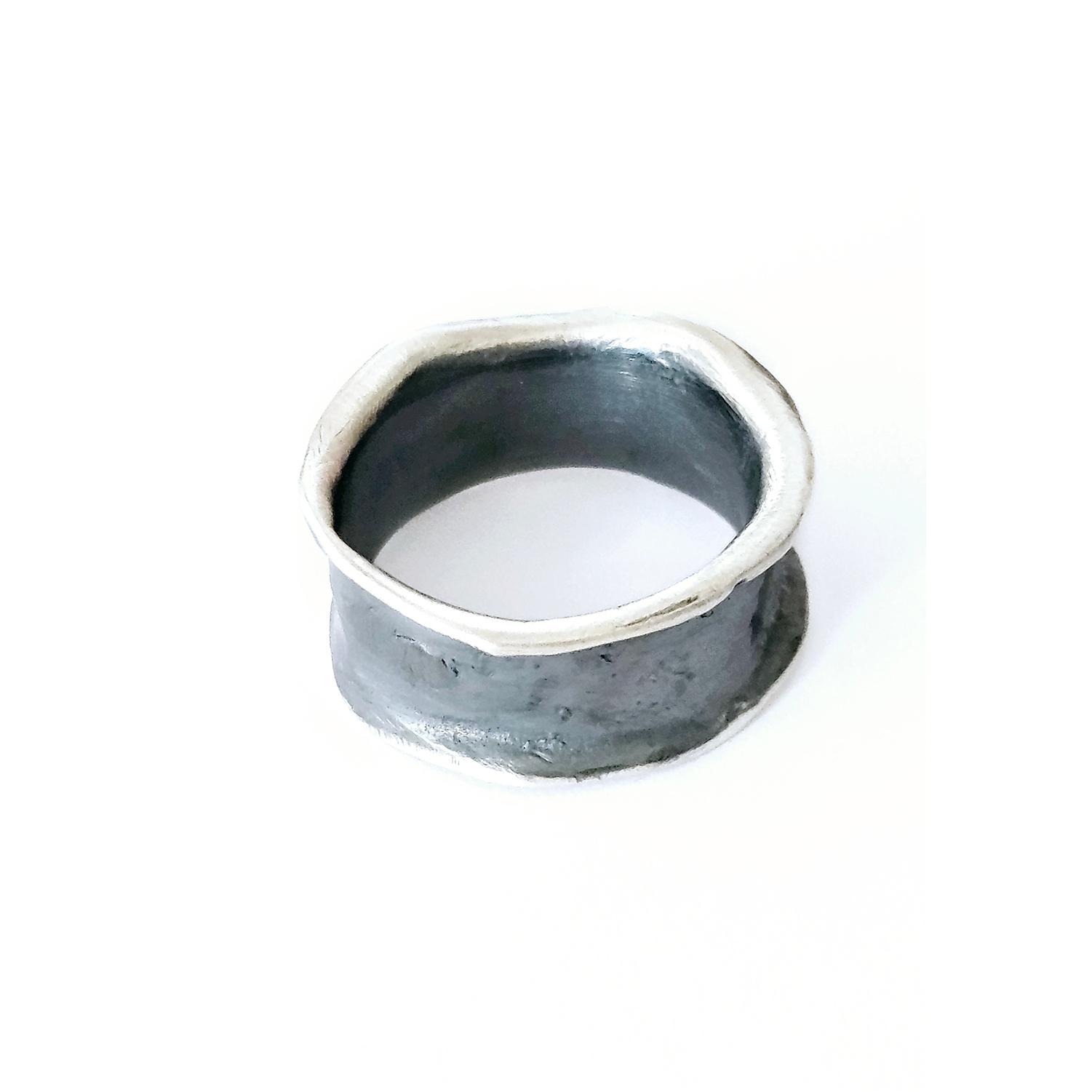 Unisex Oxidized Silver Band Ring