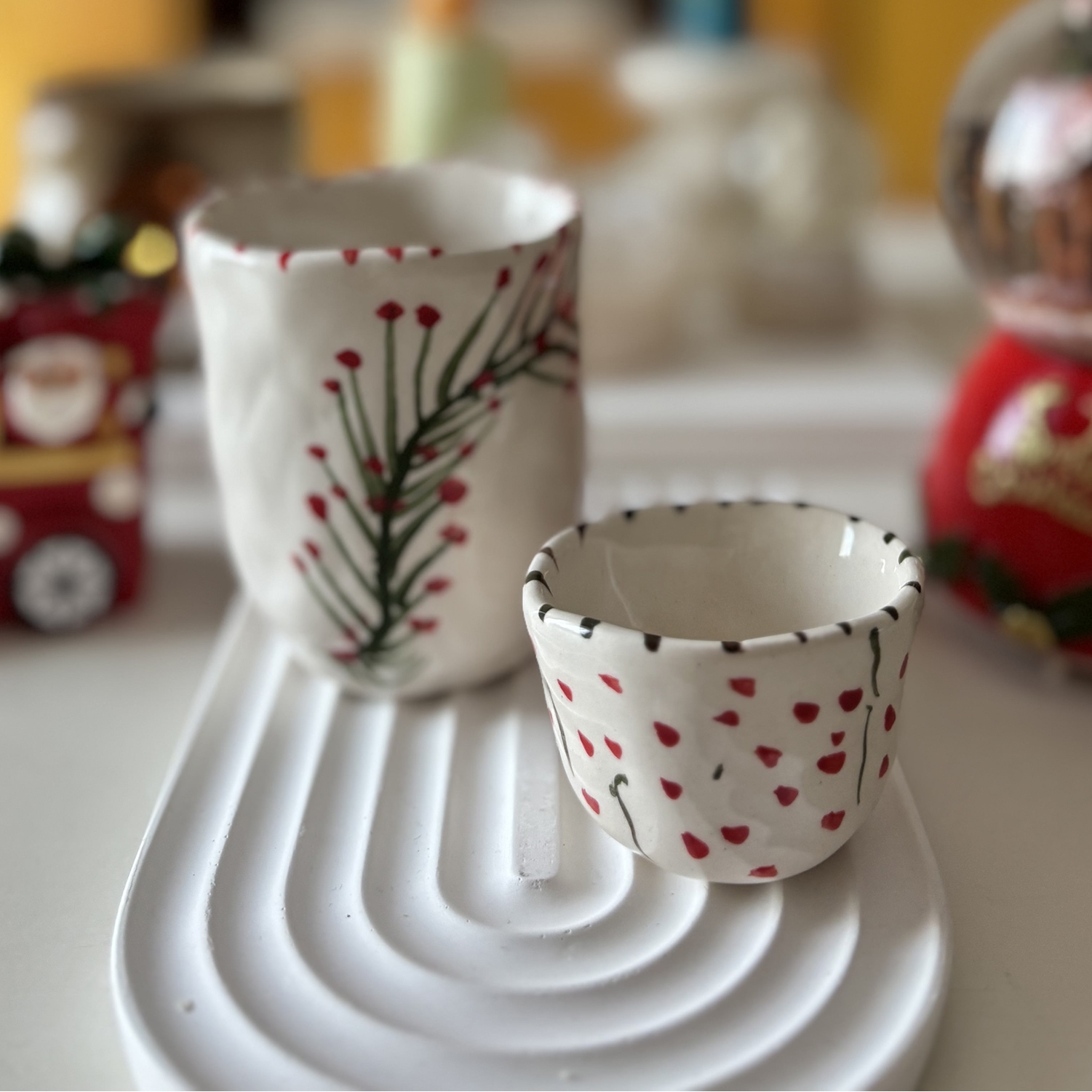 New Year's Special Handmade Amorphous Cup And Sugar Bowl/chocolate Bowl Set