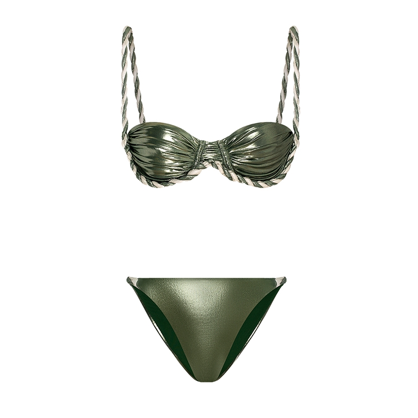 Stellar Emerald Gleam Twisted Underwind Bikini Set