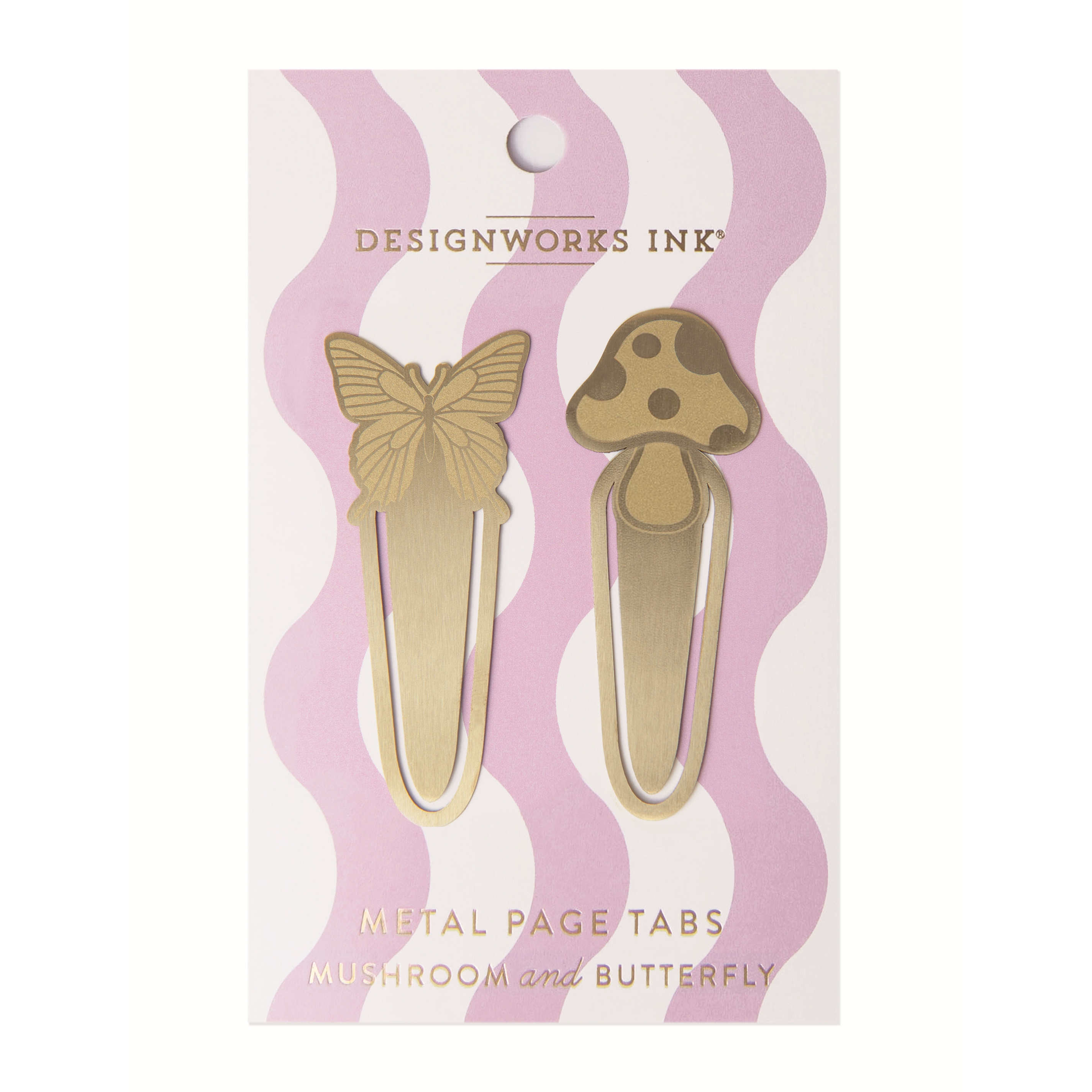 Brass Page Tabs Mushrooms+butterfly (set Of 2)