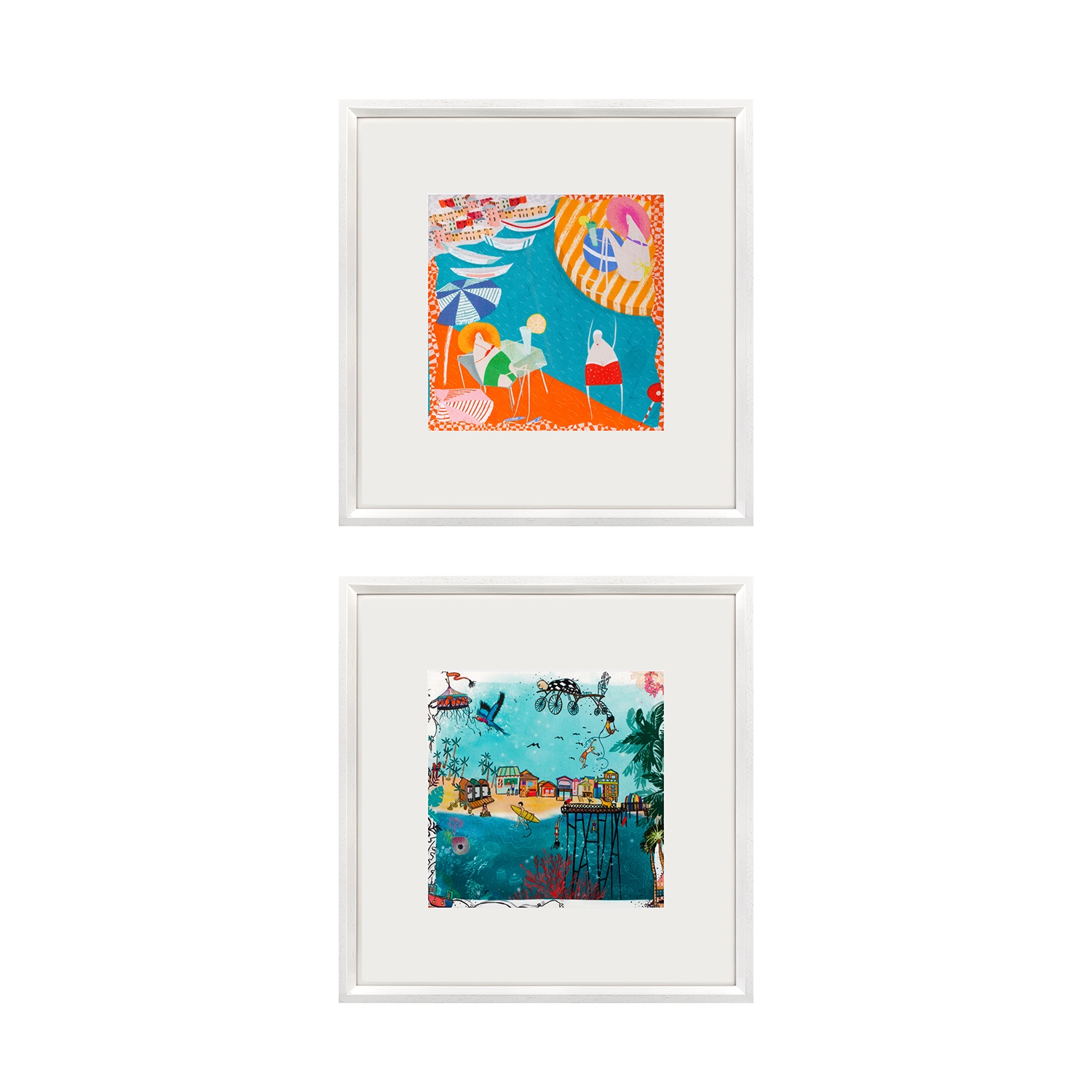 Amalfi Coast & Hawaii Beach Framed Silk