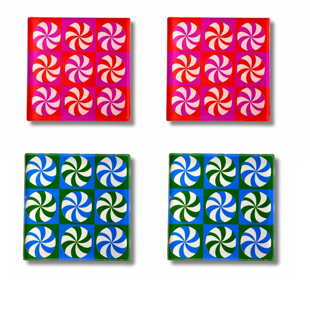 Candy Cane Checkers Coasters 4