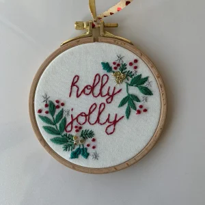 Holly Jolly Christmas Themed Embroidery Hoop Board, Christmas Tree Decor
