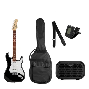 Kgp-stg20hss-bk Black Electric Guitar + Unique-mini-bk 10w Amp Starter Package