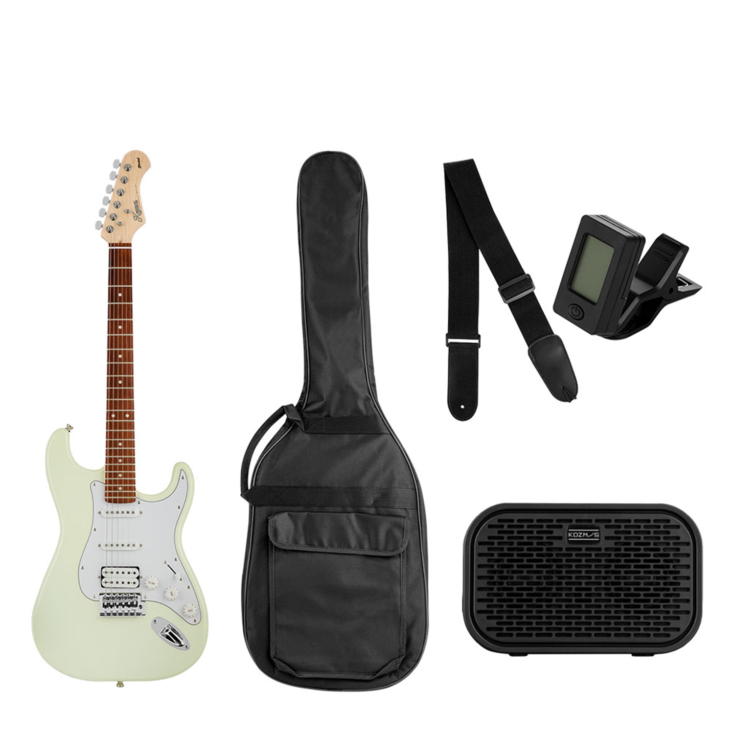 Kgp-stg20hss-owh Beyaz Elektro Gitar + Unique-mini-bk 10w Amfi Başlangıç Paketi