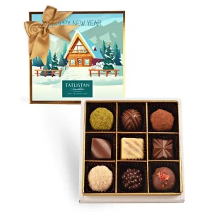 New Year's Eve Celebration In A Chalet 9 Assorted Artisan And Truffle Chocolate 9-piece