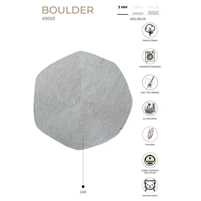 Boulder Hand Knitted Hexagonal Cotton Washable Carpet Rug Balcony Terrace Living Room Hallway Carpet Wicker Carpet 69593 - 3