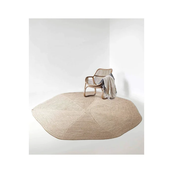 Boulder Hand Knitted Hexagonal Washable Carpet Rug Balcony Terrace Living Room Hallway Carpet Cotton Straw Carpet 69591 - 2
