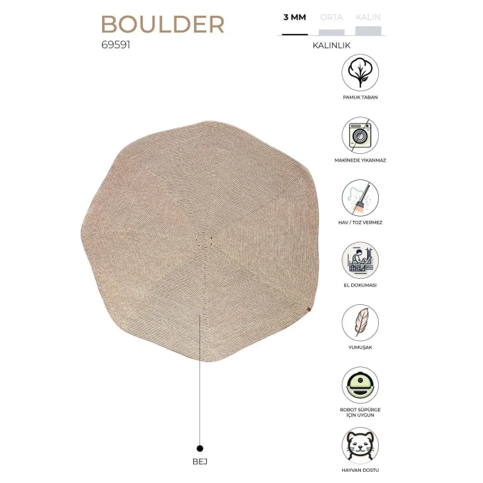 Boulder Hand Knitted Hexagonal Washable Carpet Rug Balcony Terrace Living Room Hallway Carpet Cotton Straw Carpet 69591 - 3
