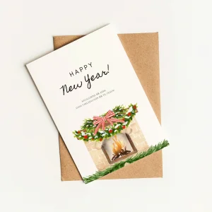 New Year's Greeting Card - Fireplace