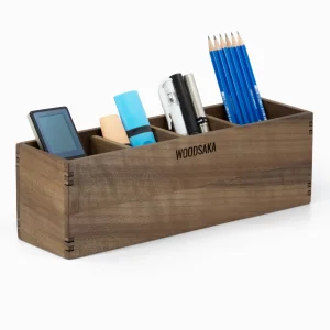 Reka Adjustable Four-compartment Pencil Box - Walnut