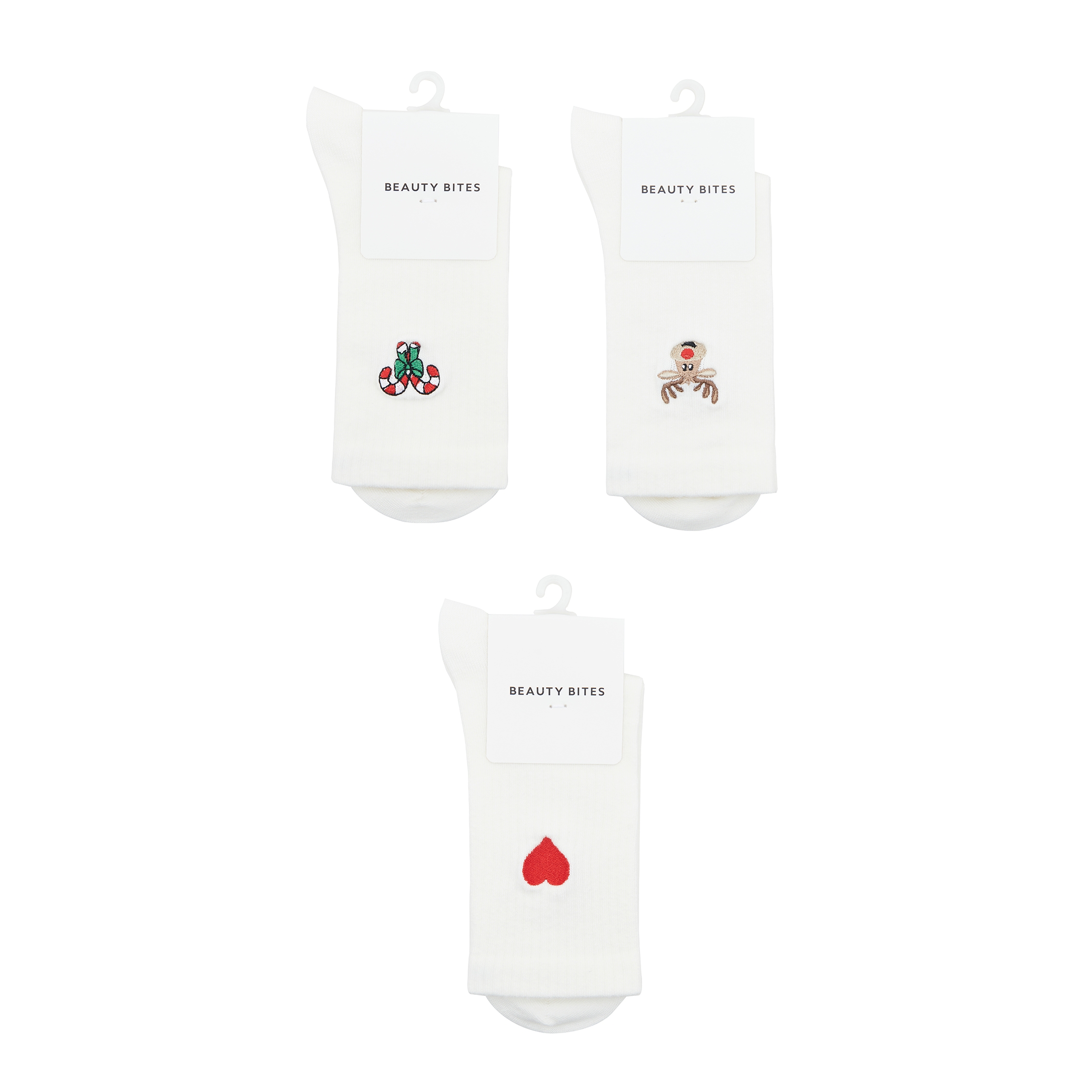 3-pair Christmas Heart Patterned Socks