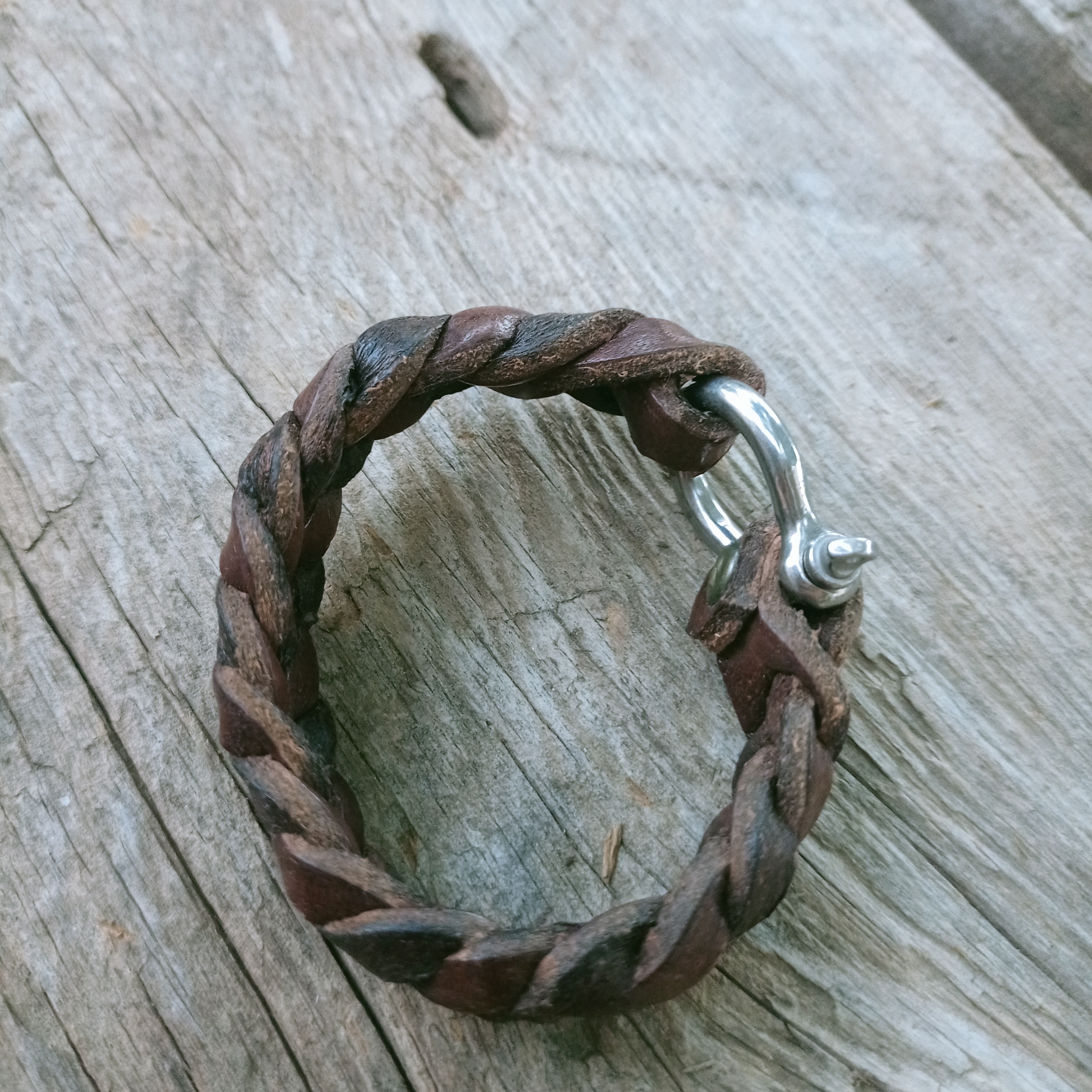 "genuine Leather Braided Detail Steel Clasp Men's Bracelet"