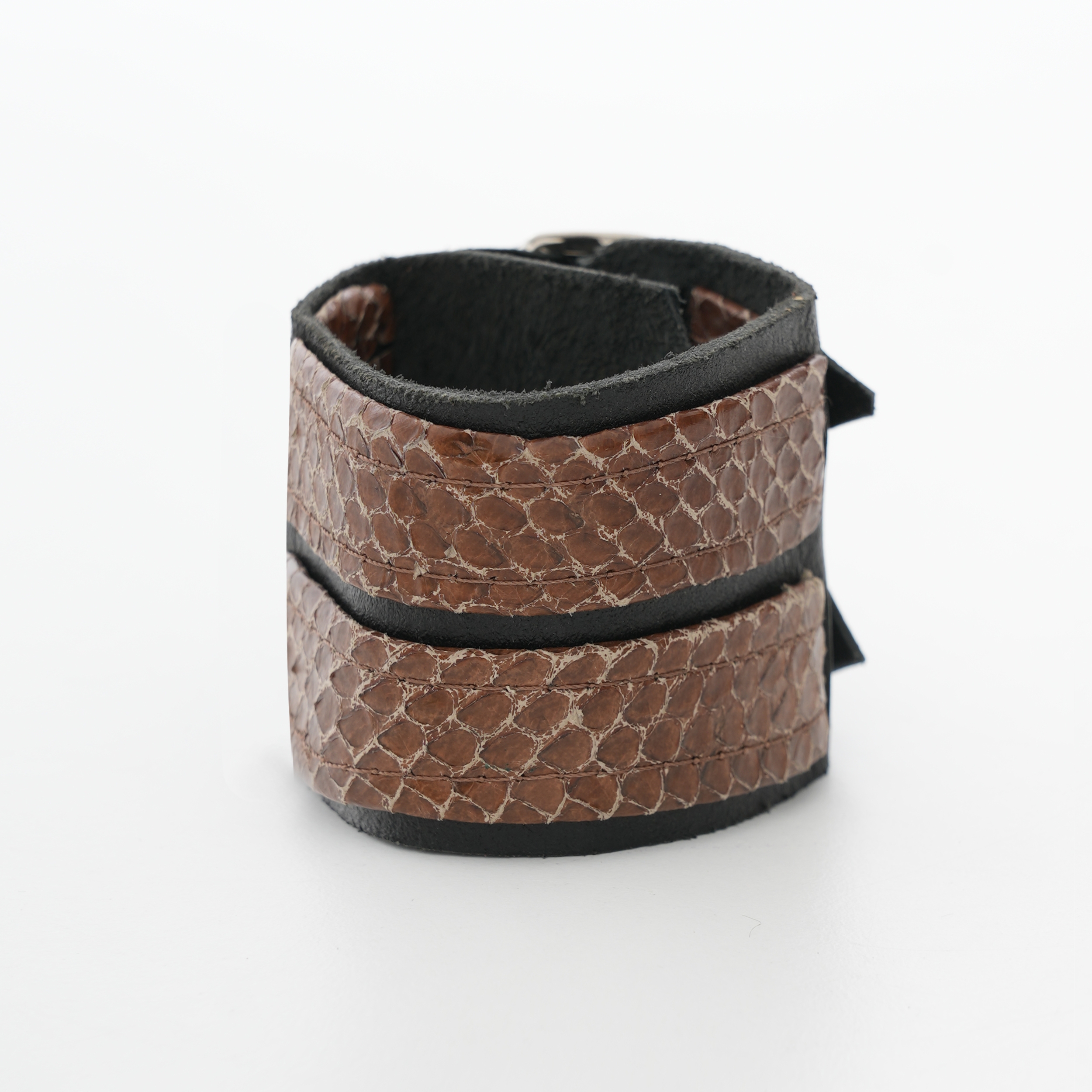 Brown Python Leather Cuff Men's Bracelet