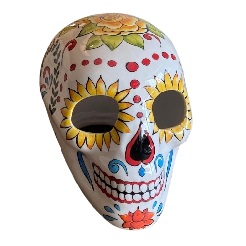 Skull Yellow Rose Candle Holder