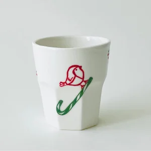 Red Bird- Candy Cane- Espresso Cup- Christmas