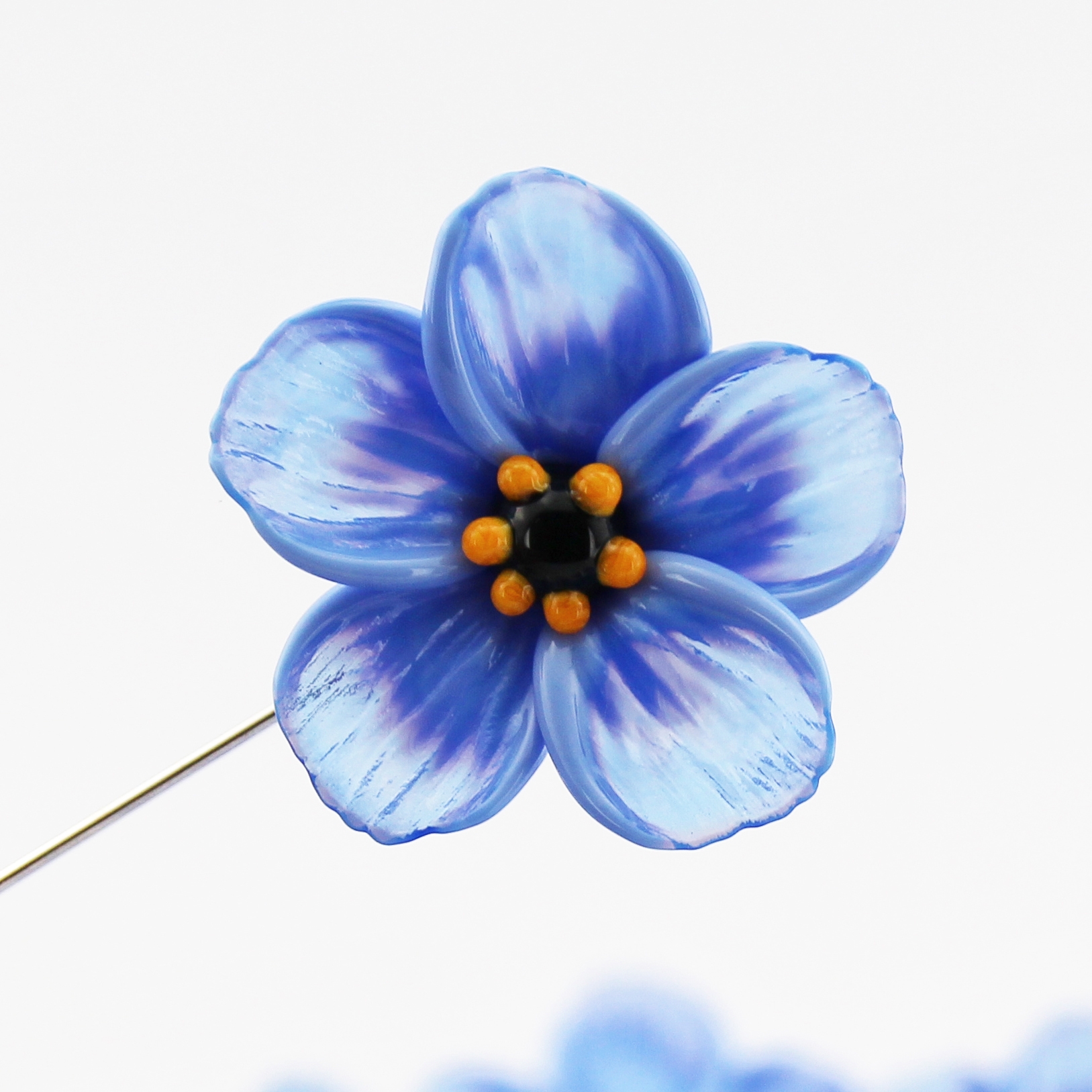 Glass Forget-me-not Flower Lapel Pin - Pin