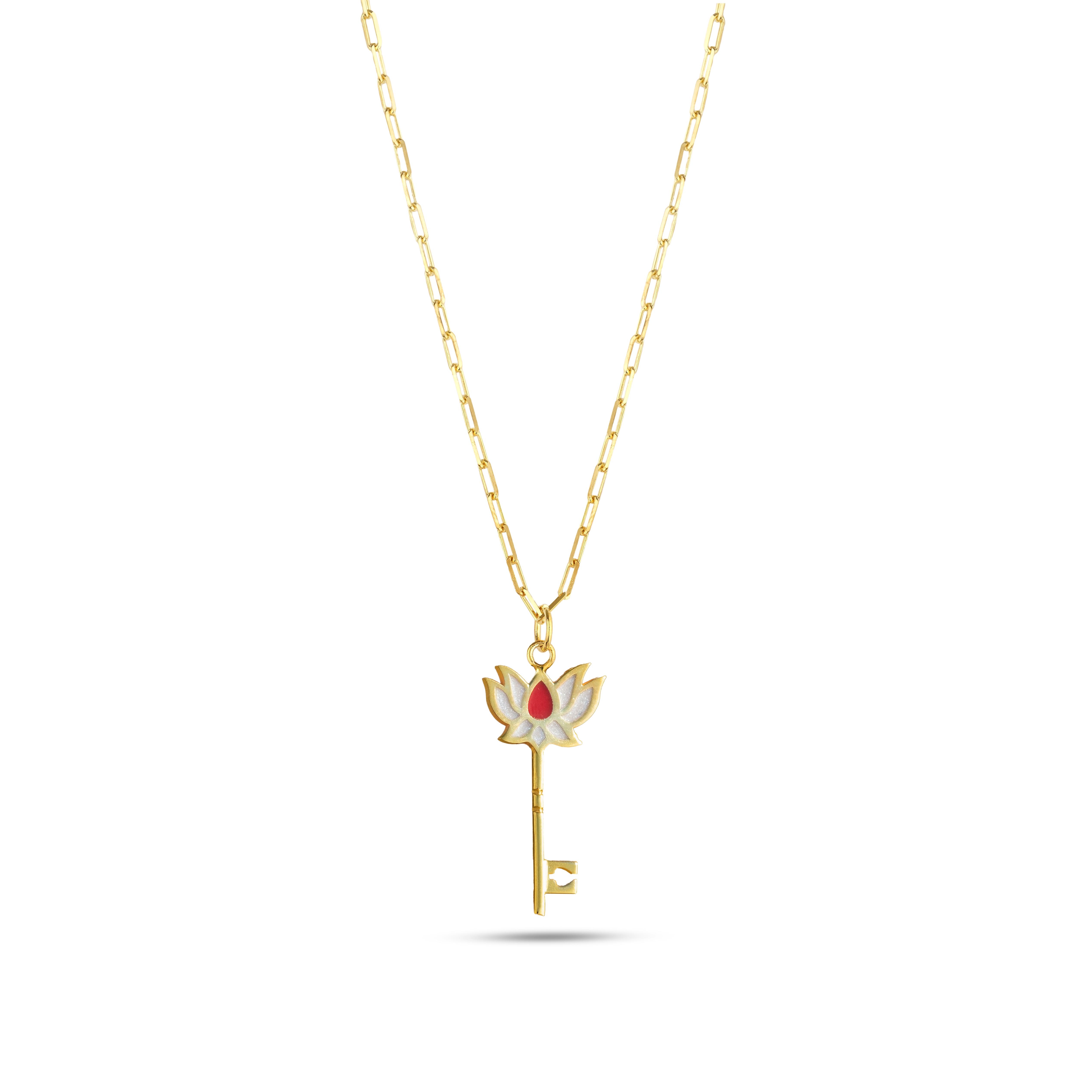 Lotus Key Necklace 925 Sterling Silver