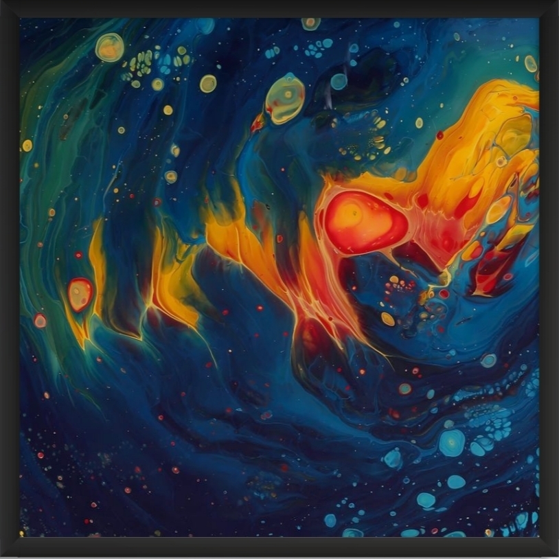 Big Bang Original Design Black Framed Glass Print Table