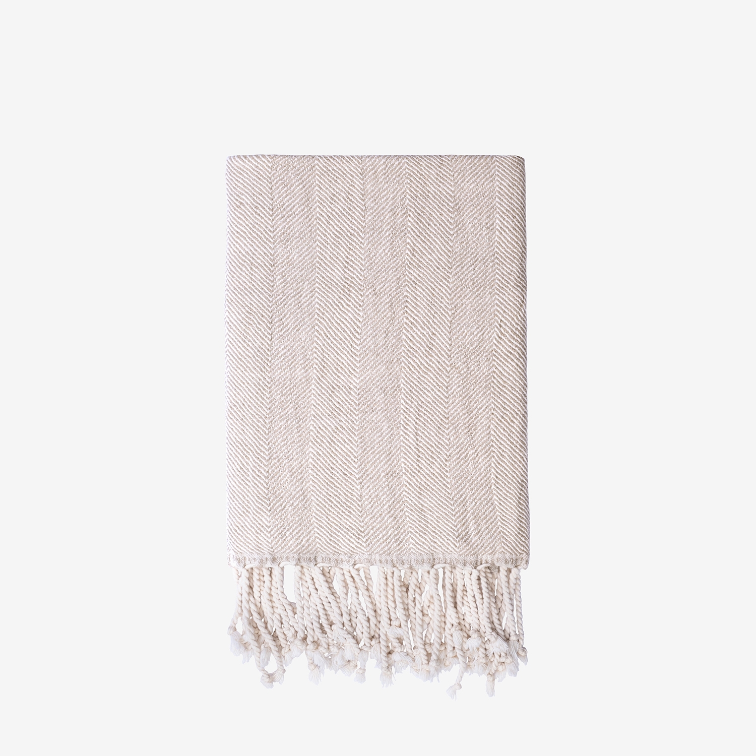 Linen Herringbone Throw-uzun Saçaklı