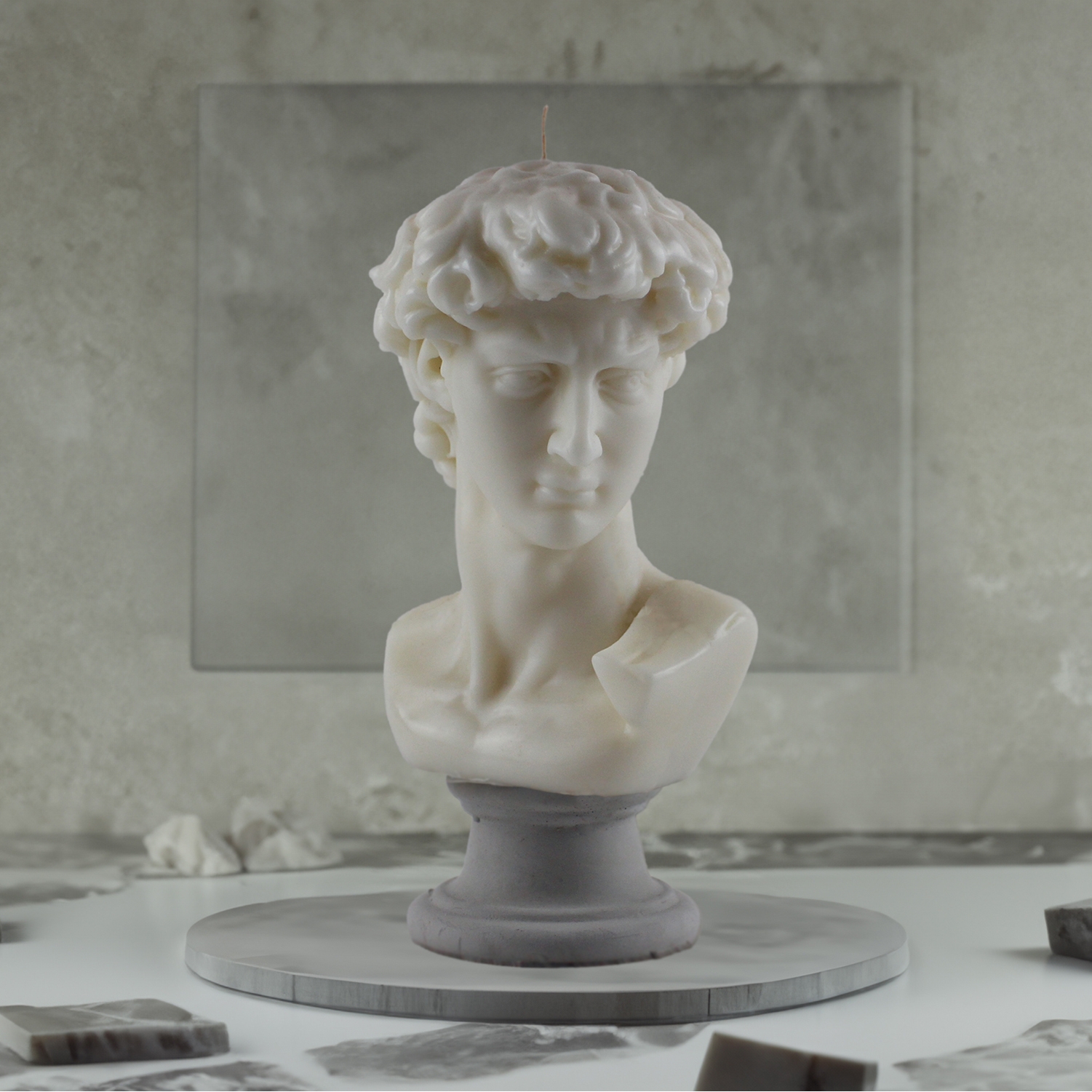 Bust Of The David Candle Concrete Base