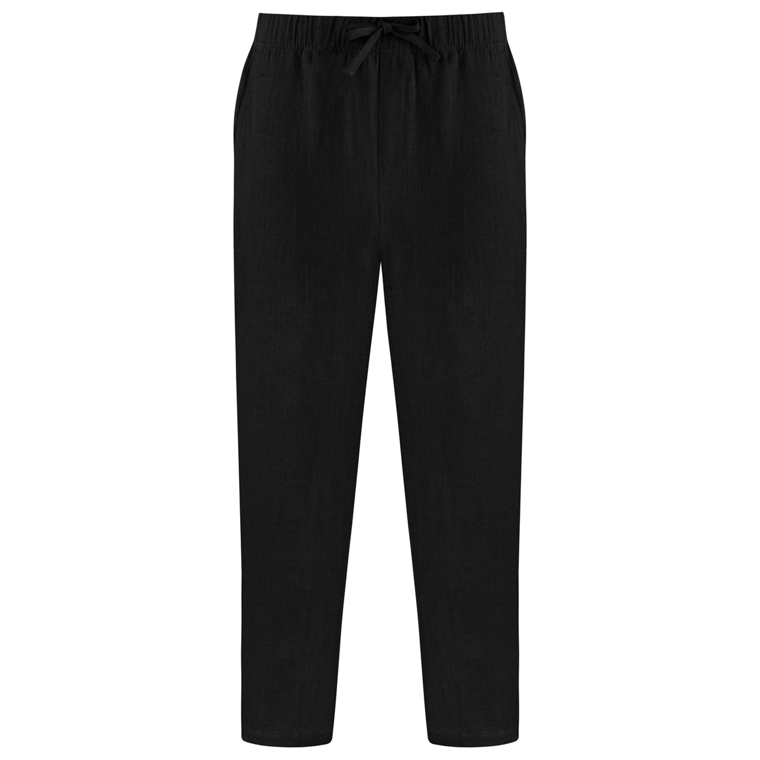 100% Linen Elastic Waist Laced Fitted Ankle Length Trousers