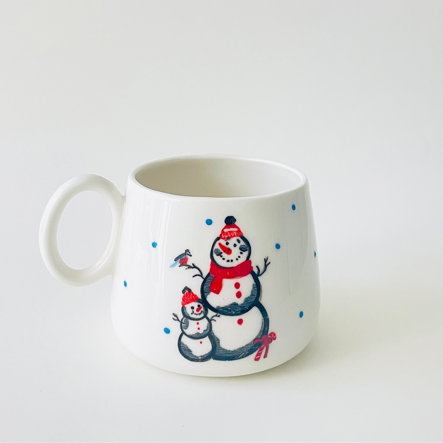 Handmade Porcelain Christmas Mug With Snowman