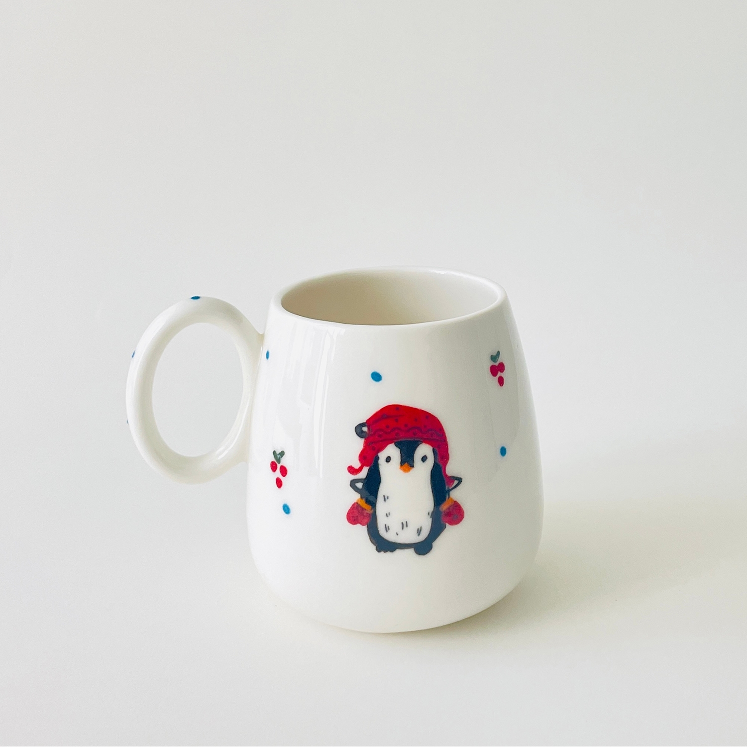 Handmade Porcelain Penguin Winter Mug