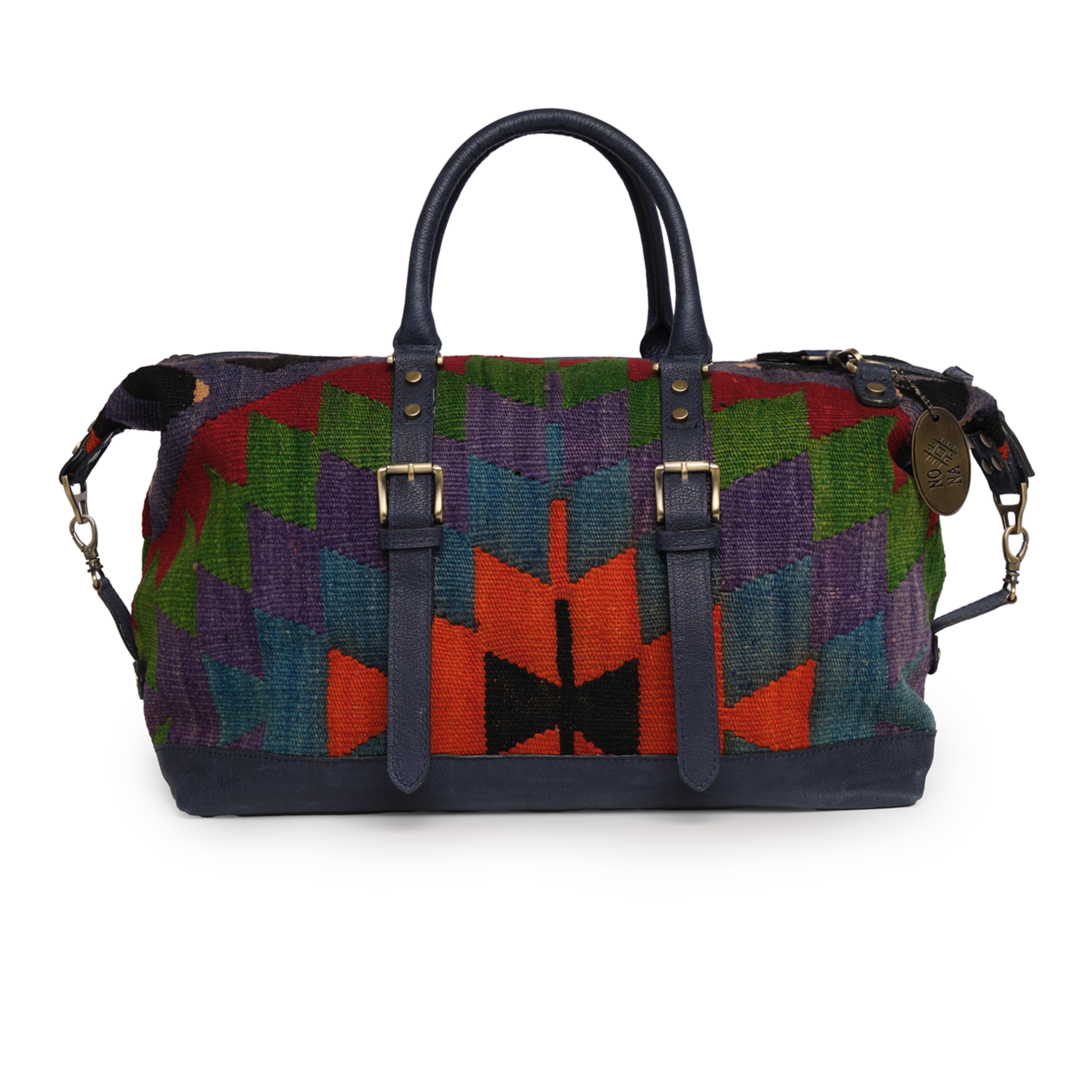 El Yapımı Dark Weekender Boho Çanta Antika Kilim Unisex Çanta