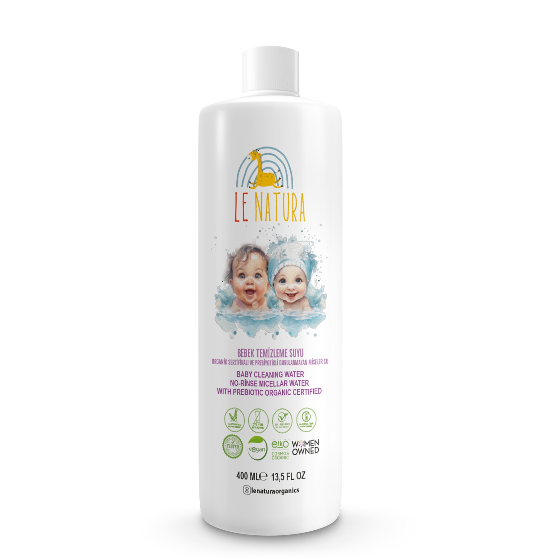 Organic & Vegan Certified Prebiotic Glutenfree Nonrinse Baby Micellar Cleansing Water 400 Ml