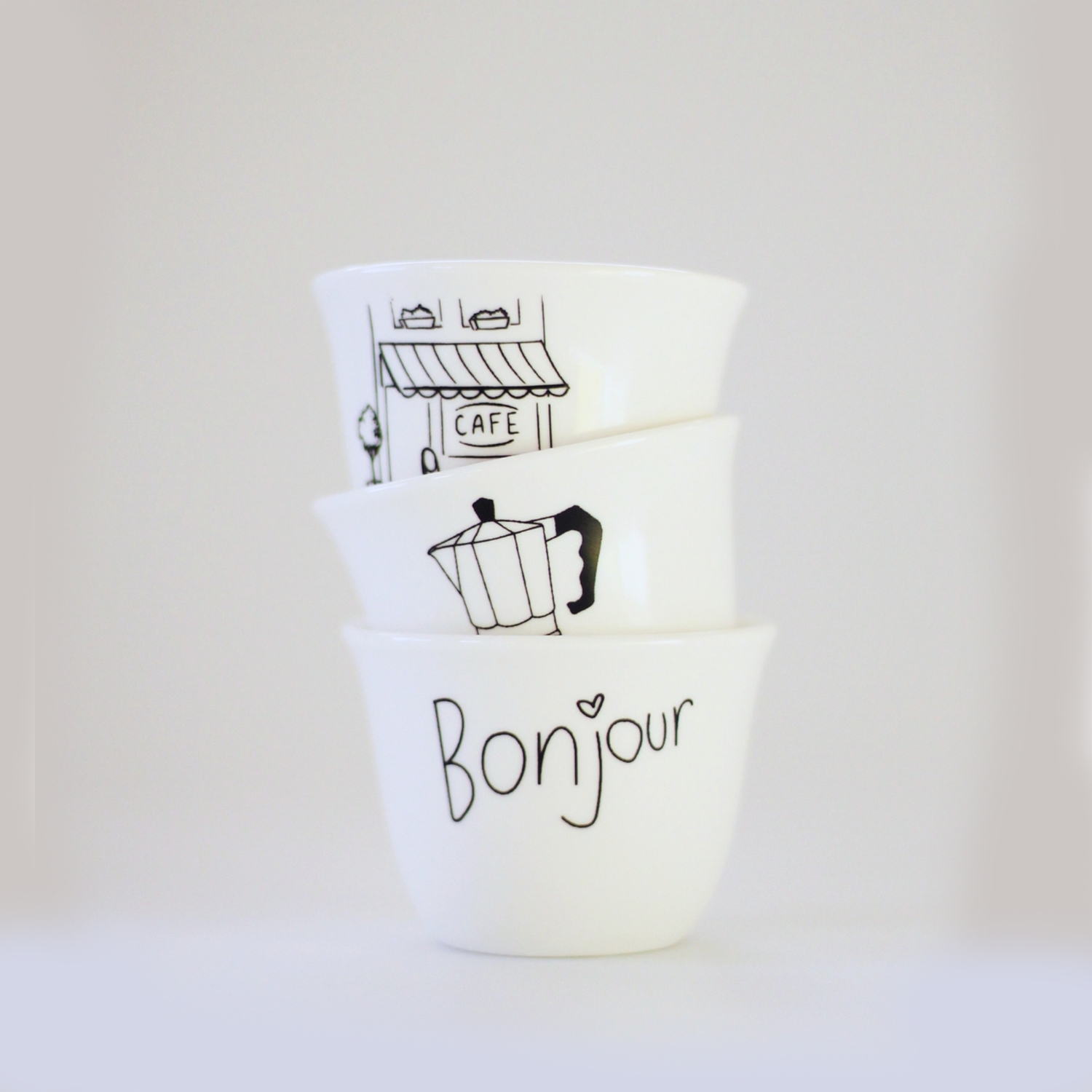 Bonjour Espresso Cups Set Of 3 - 70 Cc