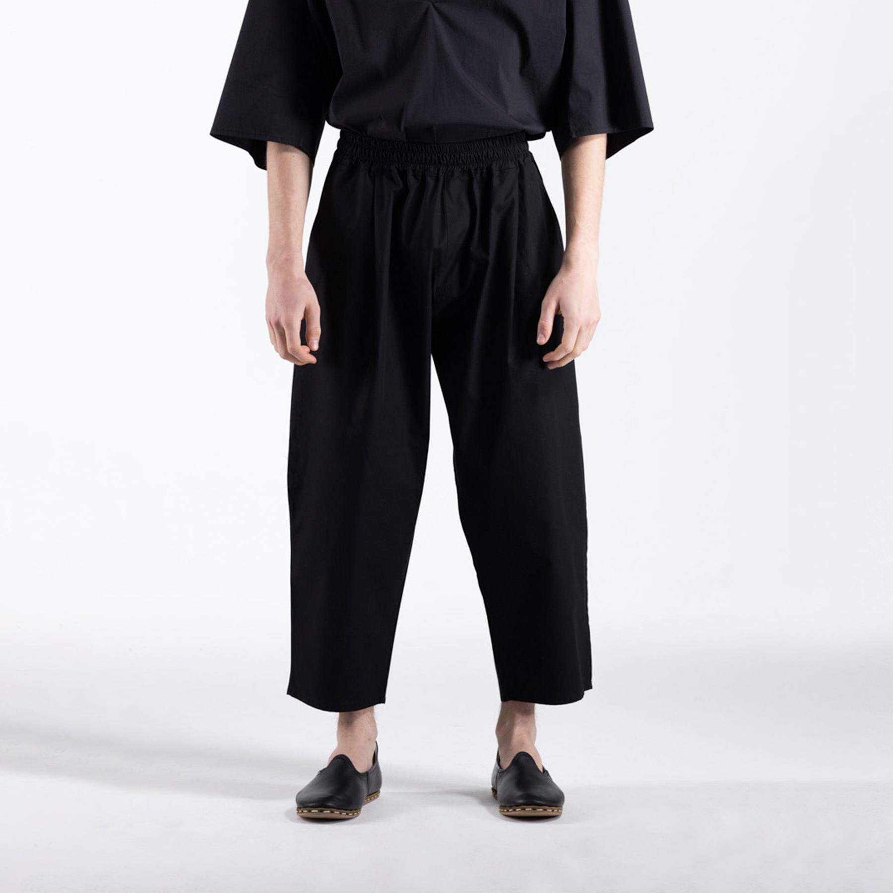 100% Cotton Elastic Waist Oversized Trousers