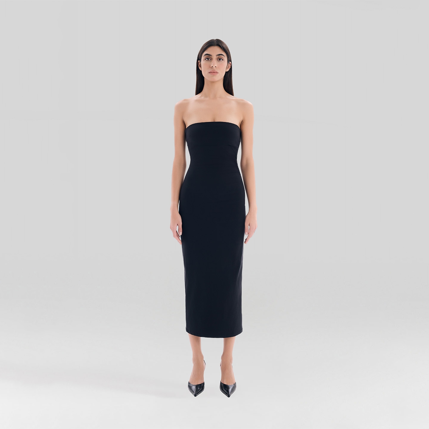 Midi Length Black Dress E 01