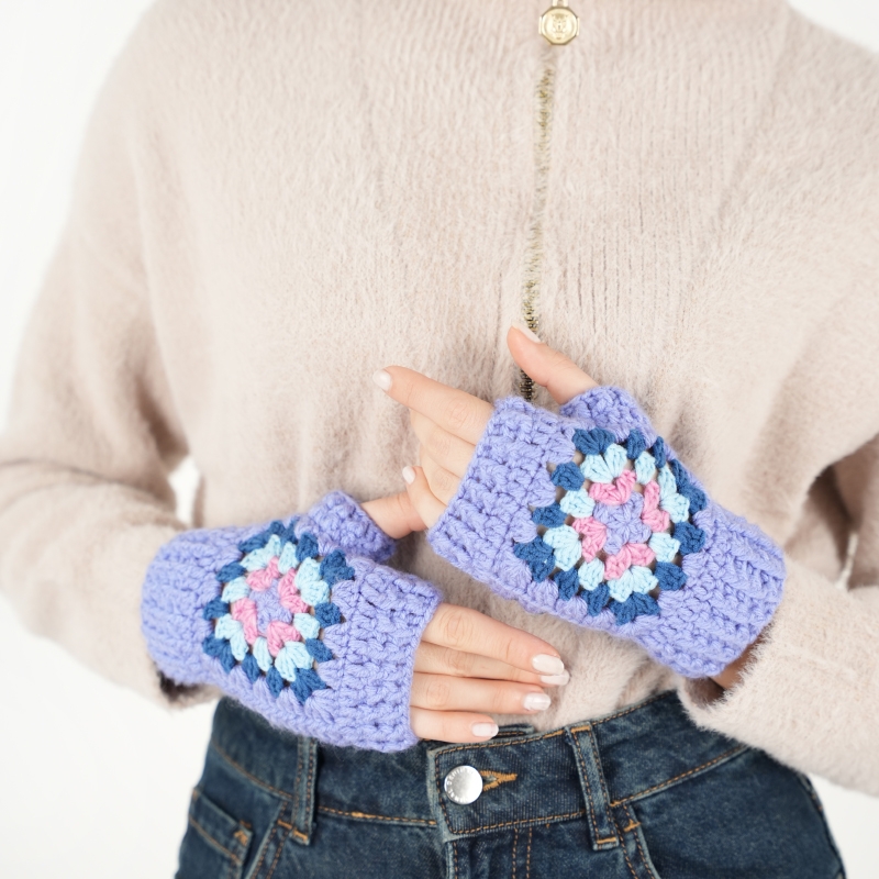 **flower Power Handmade Fingerless Gloves**