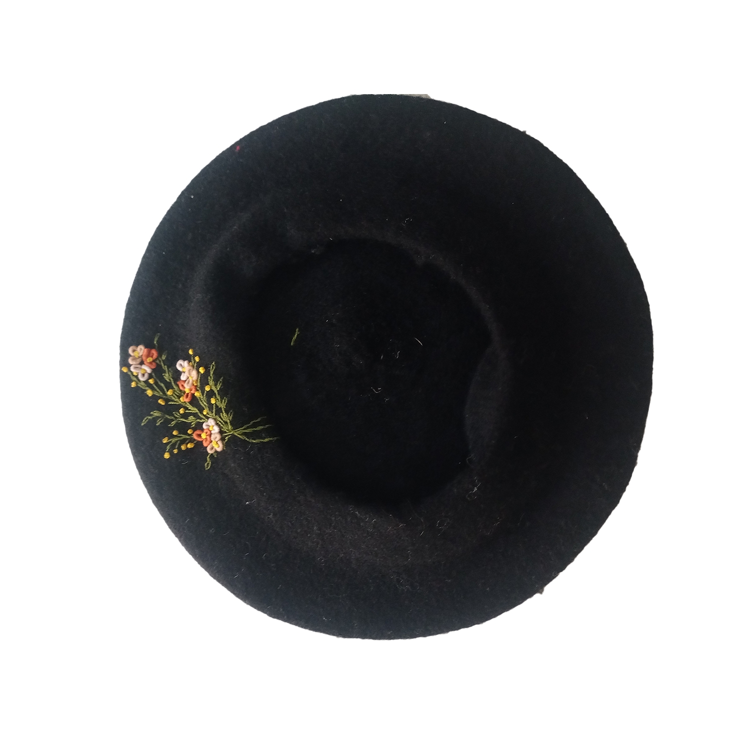 Embroidered Romantic Felt French Cap - Artist Beret