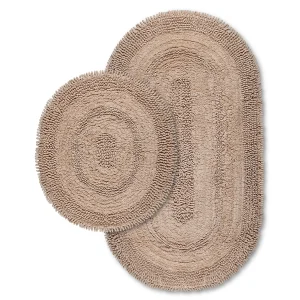 Makaroni Natural Cotton Bath Mat Set Of 2 60x10050x60 Cm
