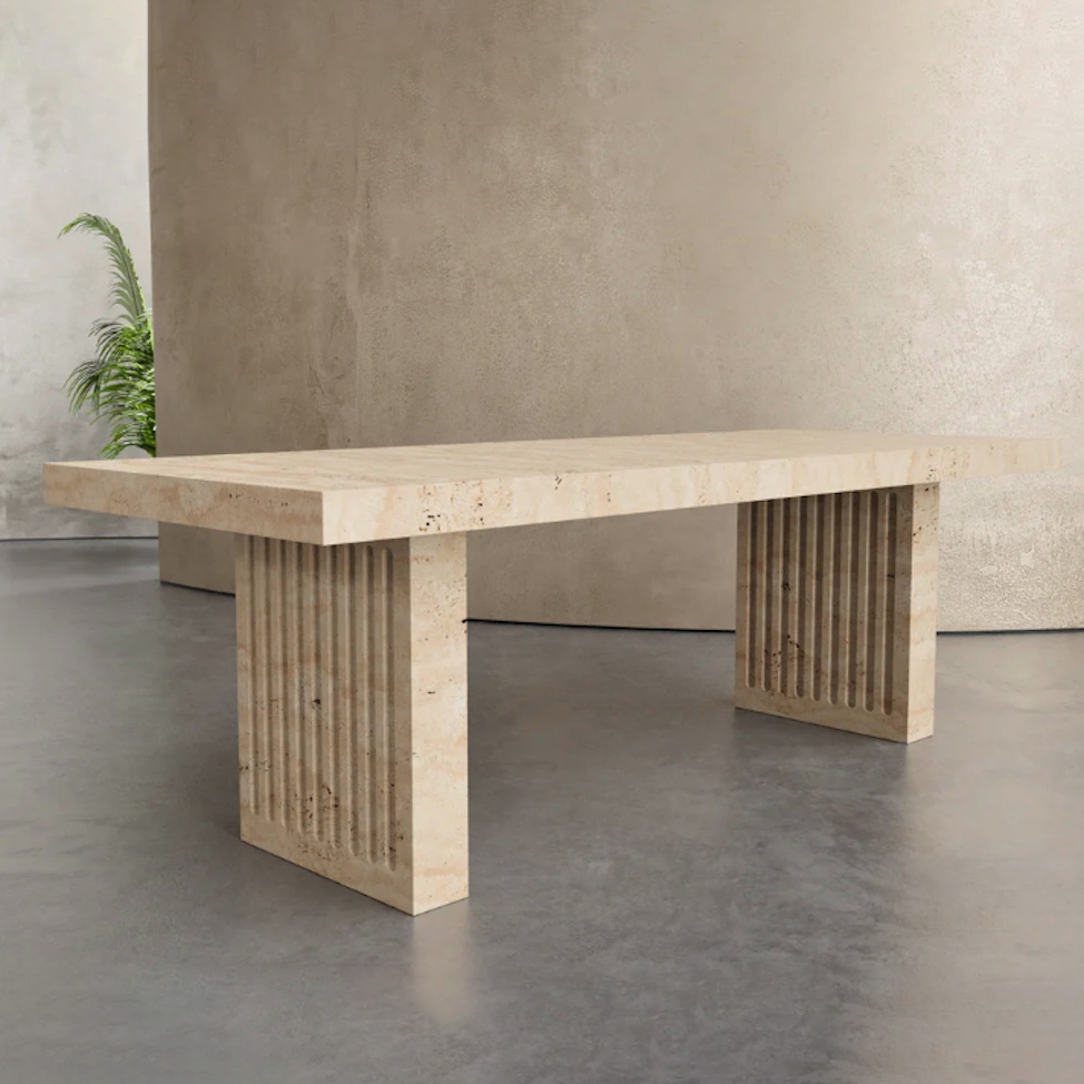 Artodus Travertine Marble Dining Table