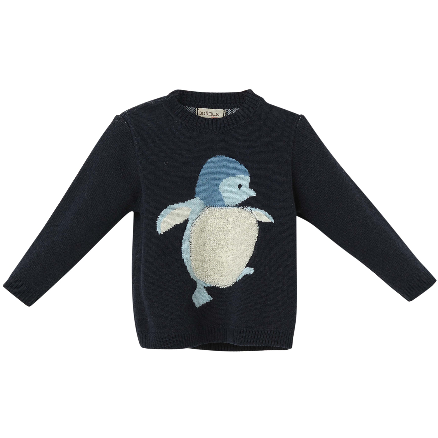 Navy Blue Organic Cotton Penguin Patterned Sweater