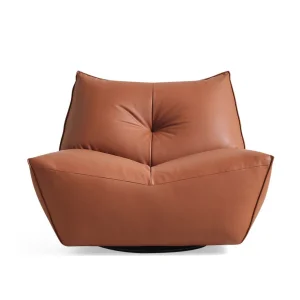 Java Comfort Swivel Metal Leg Armchair Leather Tile