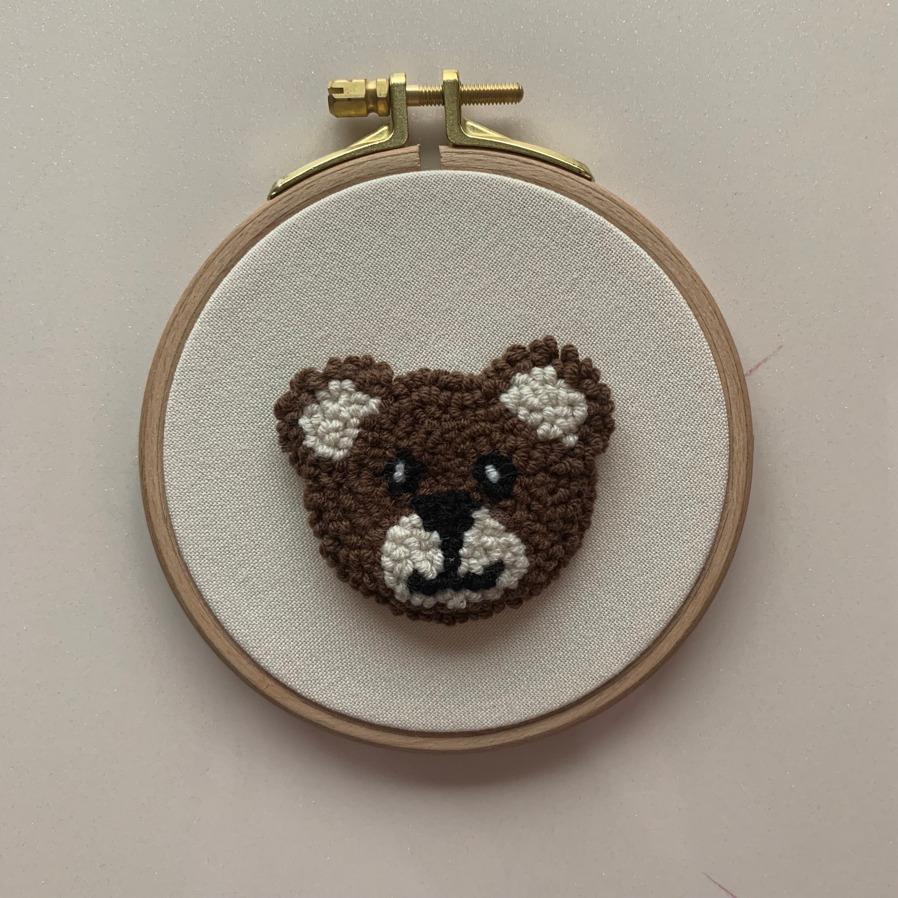 Bear Punch Embroidery Hoop Board Wall Decor