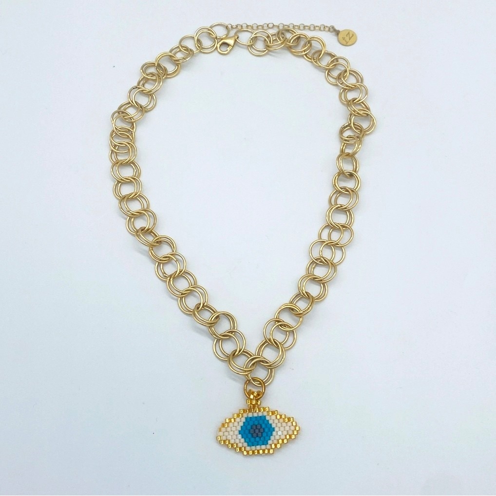 Ring Necklace With Blue Eye Beads