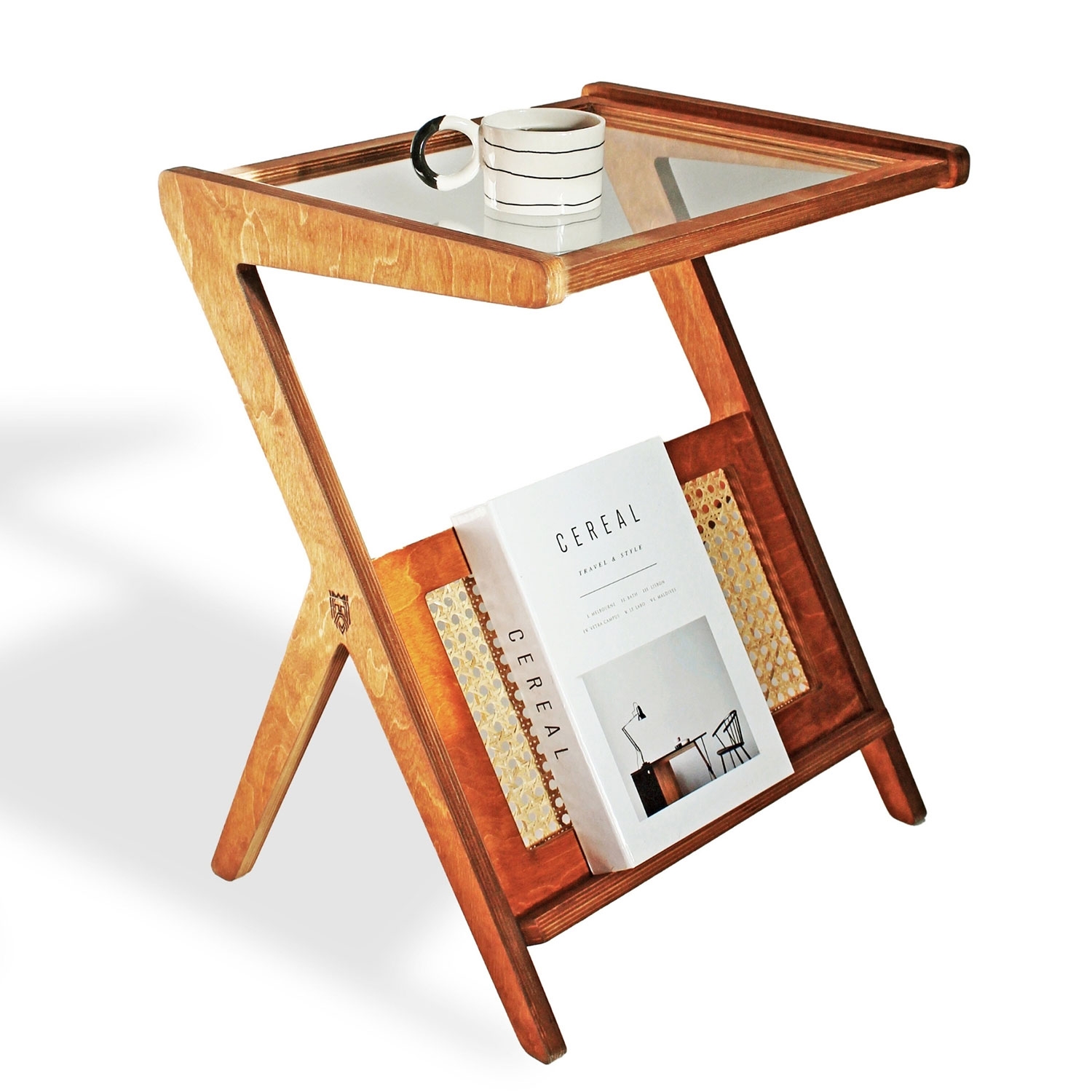 Poseidon Wooden Side Table And Newspaper Holder