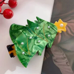 Christmas Themed Bone High Quality Hair Clip Pine Tree