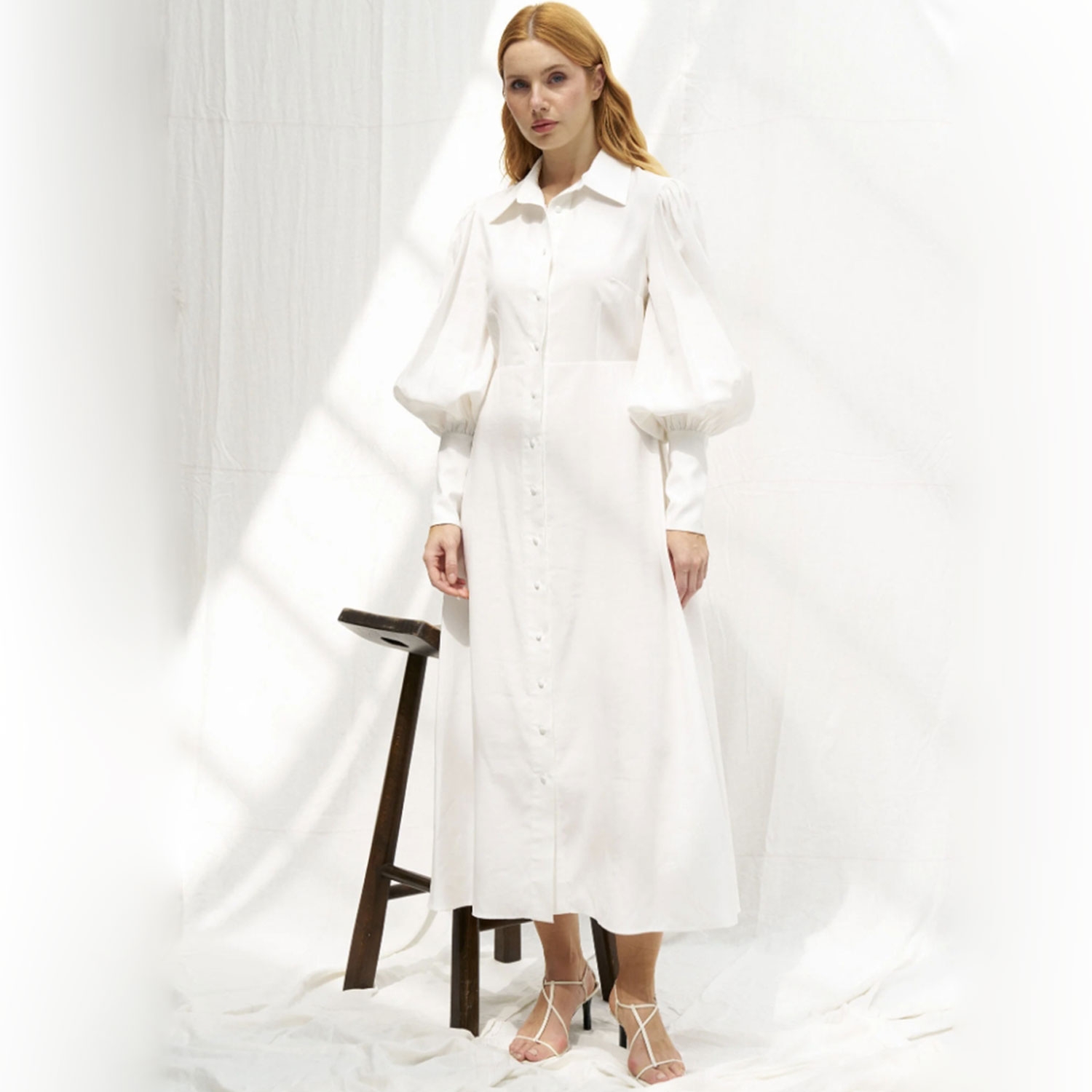 Emilia White Shirt Dress