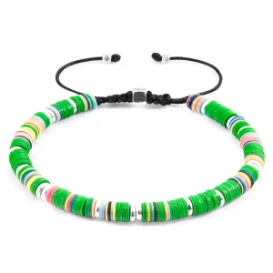 Kivu Silver And Vinyl Disc Macrame Bracelet