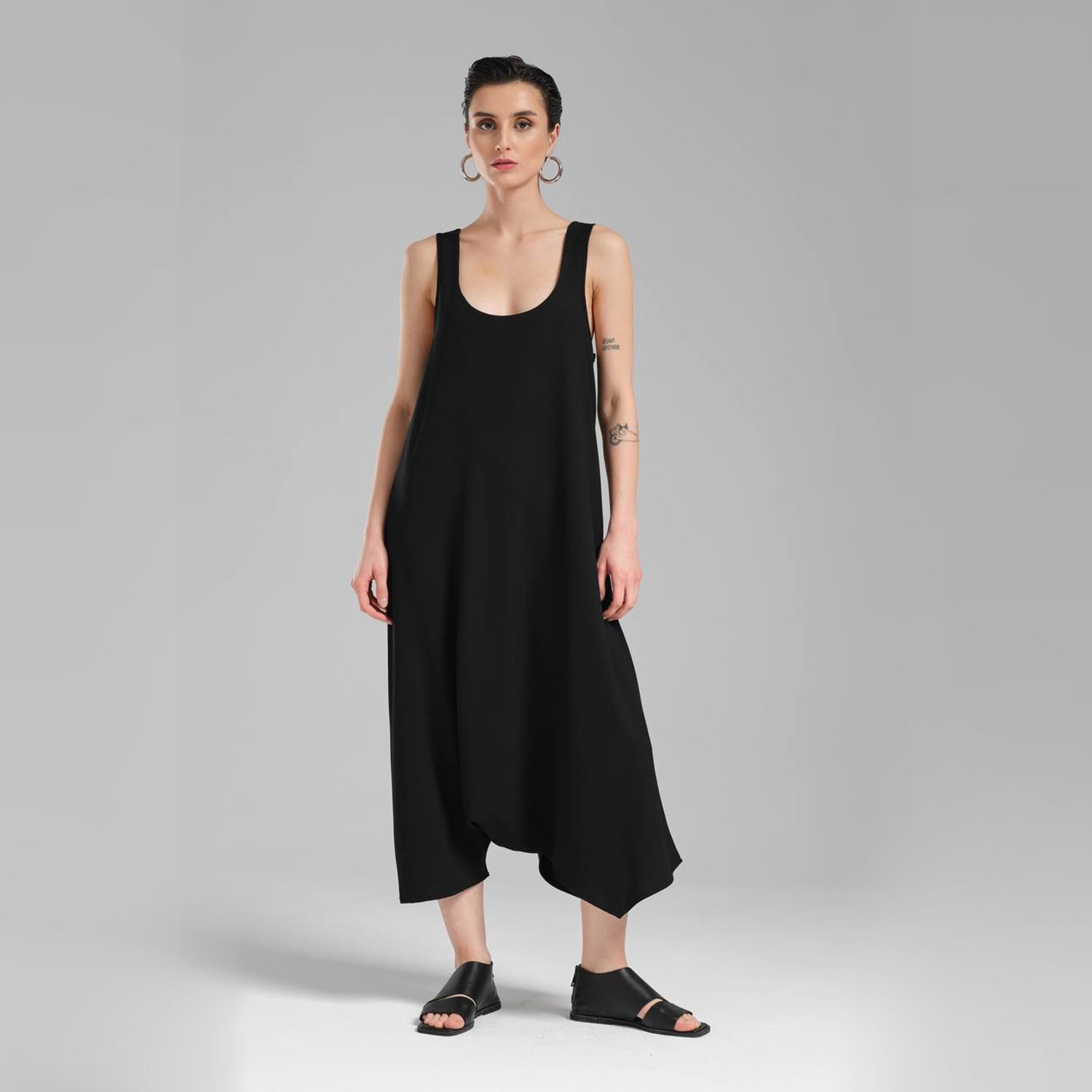 **black Cotton Women's Oversized Jumpsuit - Comfortable And Stylish Utility Suit**